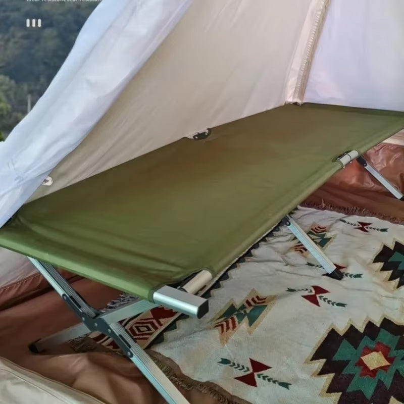 Portable Double Camping Cot Chair - Lightweight Aluminum Alloy Folding Bed for Outdoor Use