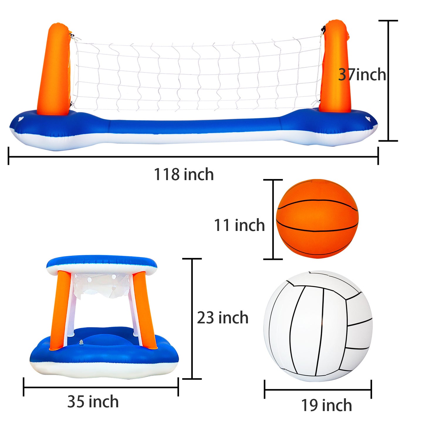 Episches aufblasbares Pool-Sportset: Volleyball und Basketball
