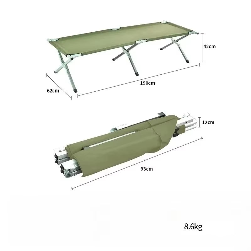 Portable Double Camping Cot Chair - Lightweight Aluminum Alloy Folding Bed for Outdoor Use