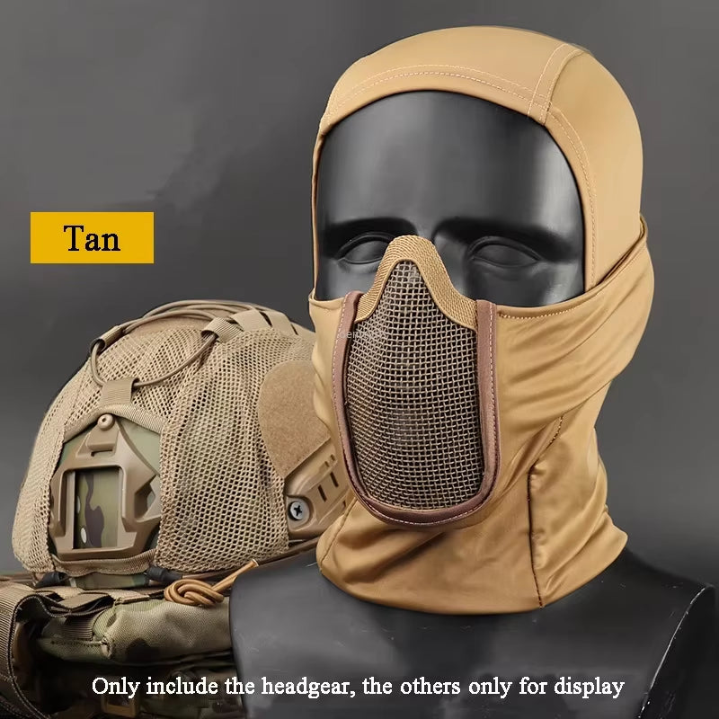 Tactical Balaclava Mesh Mask Airsoft Paintball Full Face Protection Ninja Style Hood Steel Metal Mask Foldable Design