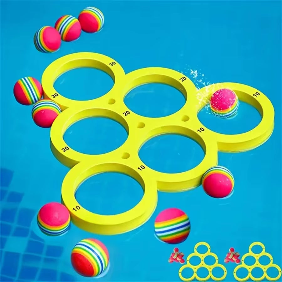 Floating Table with 10 Balls and Floating Toy Ring – EVA Throwing Game for Water Sports