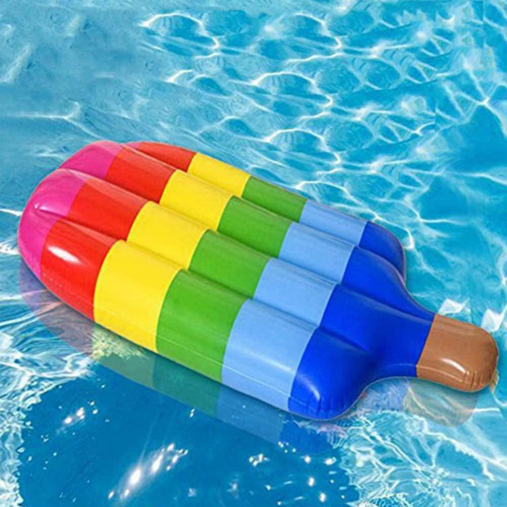 180Cm Rainbow Ice Cream Inflatable Pool Float Lounge - Water Recliner and Swimming Mattress