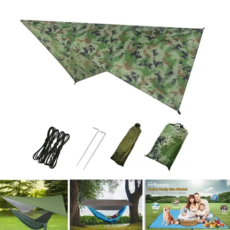 Premium Lightweight Portable Camping Hammock with Waterproof Tent Awning Rain Fly Tarp and Mosquito Net Canopy, Made from Durable 210T Nylon