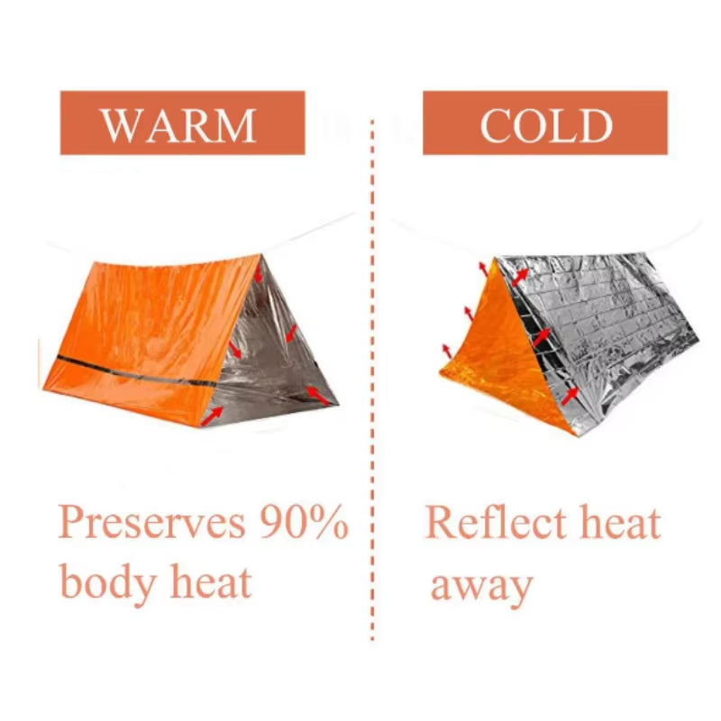 Waterproof Mylar Thermal Emergency Survival Shelter Tent for Two - Ideal for Hiking and Outdoor Camping