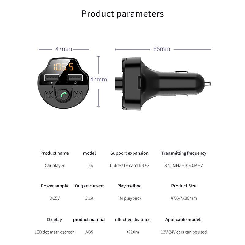 Revolutionary T66 Car Bluetooth Magic Player