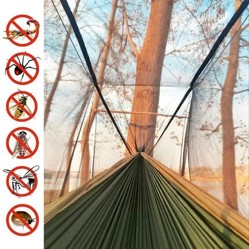 Premium Lightweight Portable Camping Hammock with Waterproof Tent Awning Rain Fly Tarp and Mosquito Net Canopy, Made from Durable 210T Nylon
