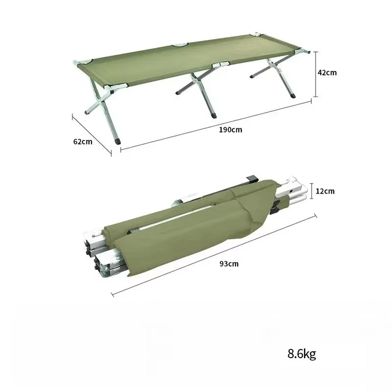 Portable Double Camping Cot Chair - Lightweight Aluminum Alloy Folding Bed for Outdoor Use