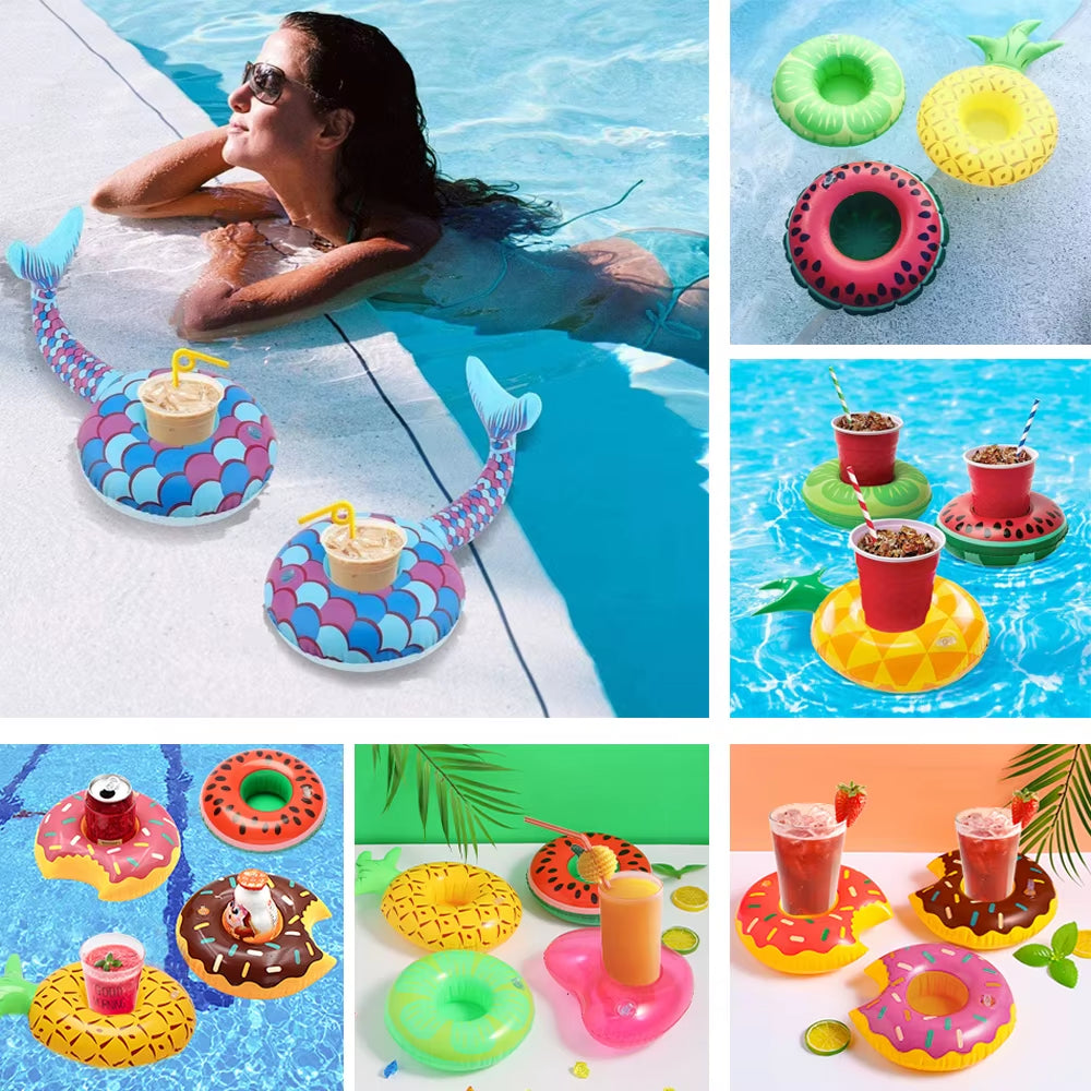 1PC Inflatable Float Cup Pad Swimming Pool Drink Cup Stand Holder Cute Drink Pool Mat for Kids Toy Summer Pool Party Decorations