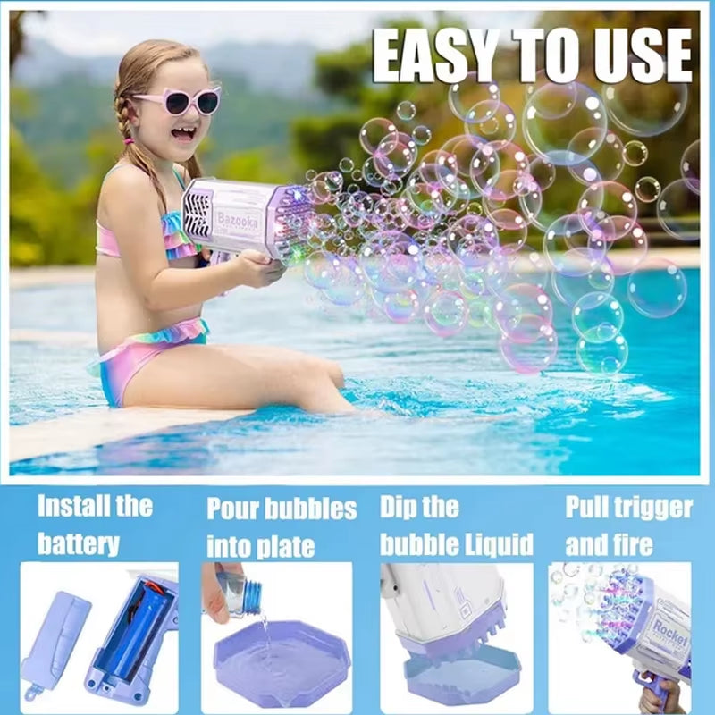 40/69 Holes Bubble Machine Ages 3+ Boy Girl Toys Birthday Wedding Kids Adult Party Toys Summer outside Bubble Gun Soap Blower