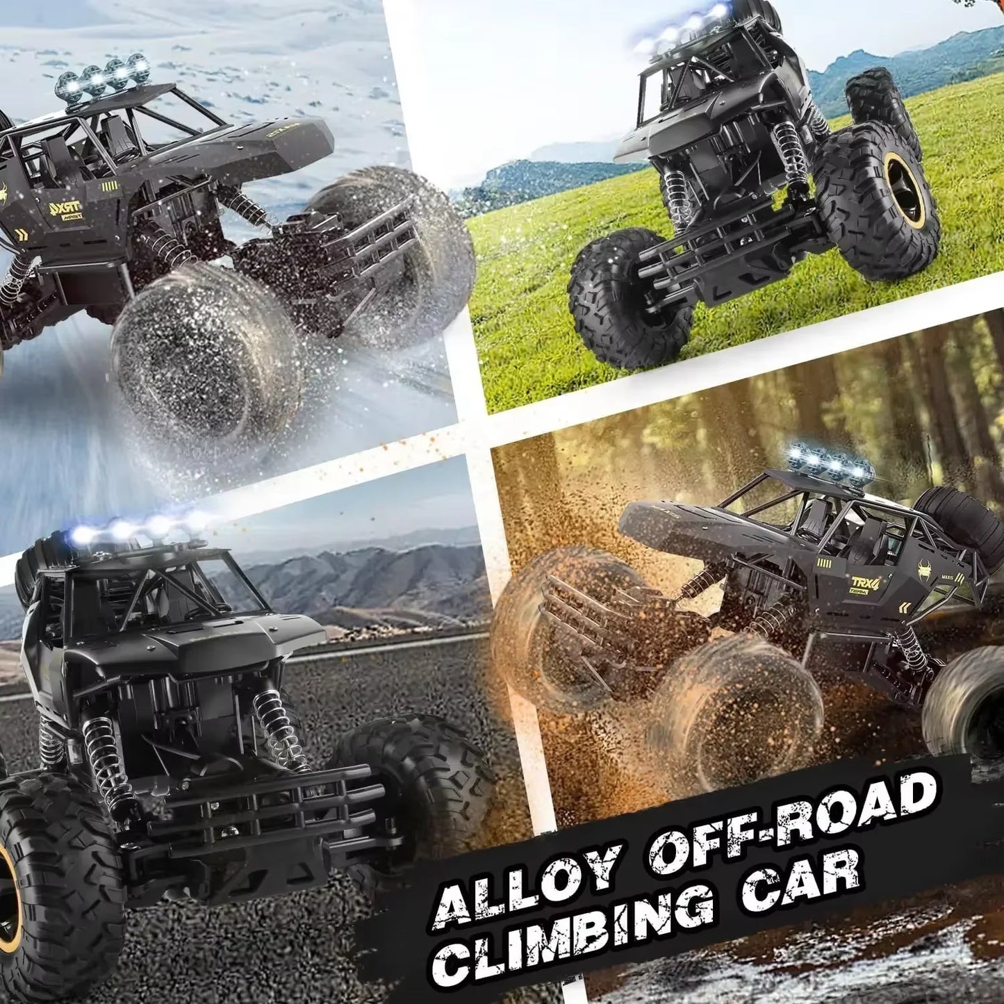 4WD 37CM Remote Control Off-Road RC Car - Super Alloy 4X4 Climbing Truck Buggy RTR Electric Vehicle for Children
