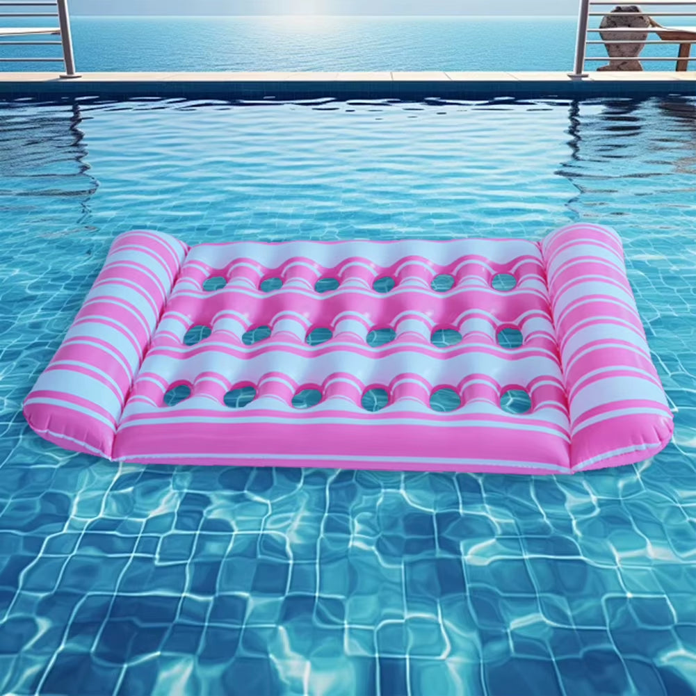 Inflatable PVC Water Sleeping Bed - Foldable Floating Lounger and Air Mattress for Swimming Pools and Outdoor Use