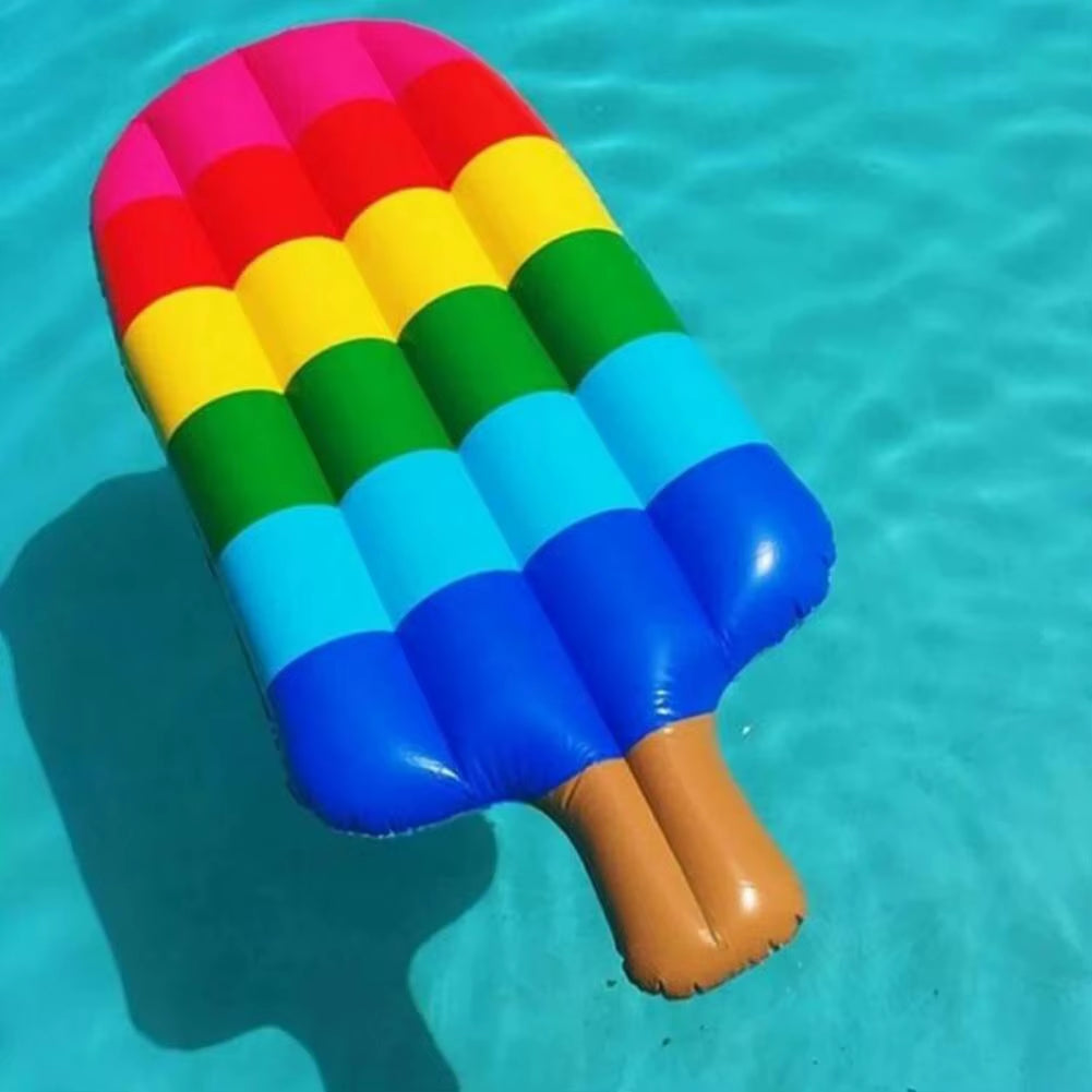 180Cm Rainbow Ice Cream Inflatable Pool Float Lounge - Water Recliner and Swimming Mattress