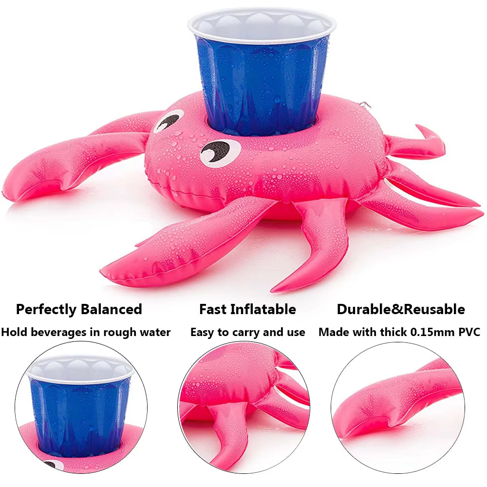 1PC Inflatable Float Cup Pad Swimming Pool Drink Cup Stand Holder Cute Drink Pool Mat for Kids Toy Summer Pool Party Decorations