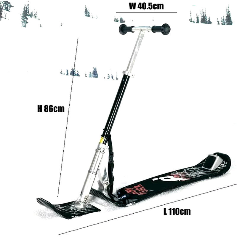 Adults Fold Skate Board Winter Outdoor Snow Tube Ski Scooter Sled with Safe Brake