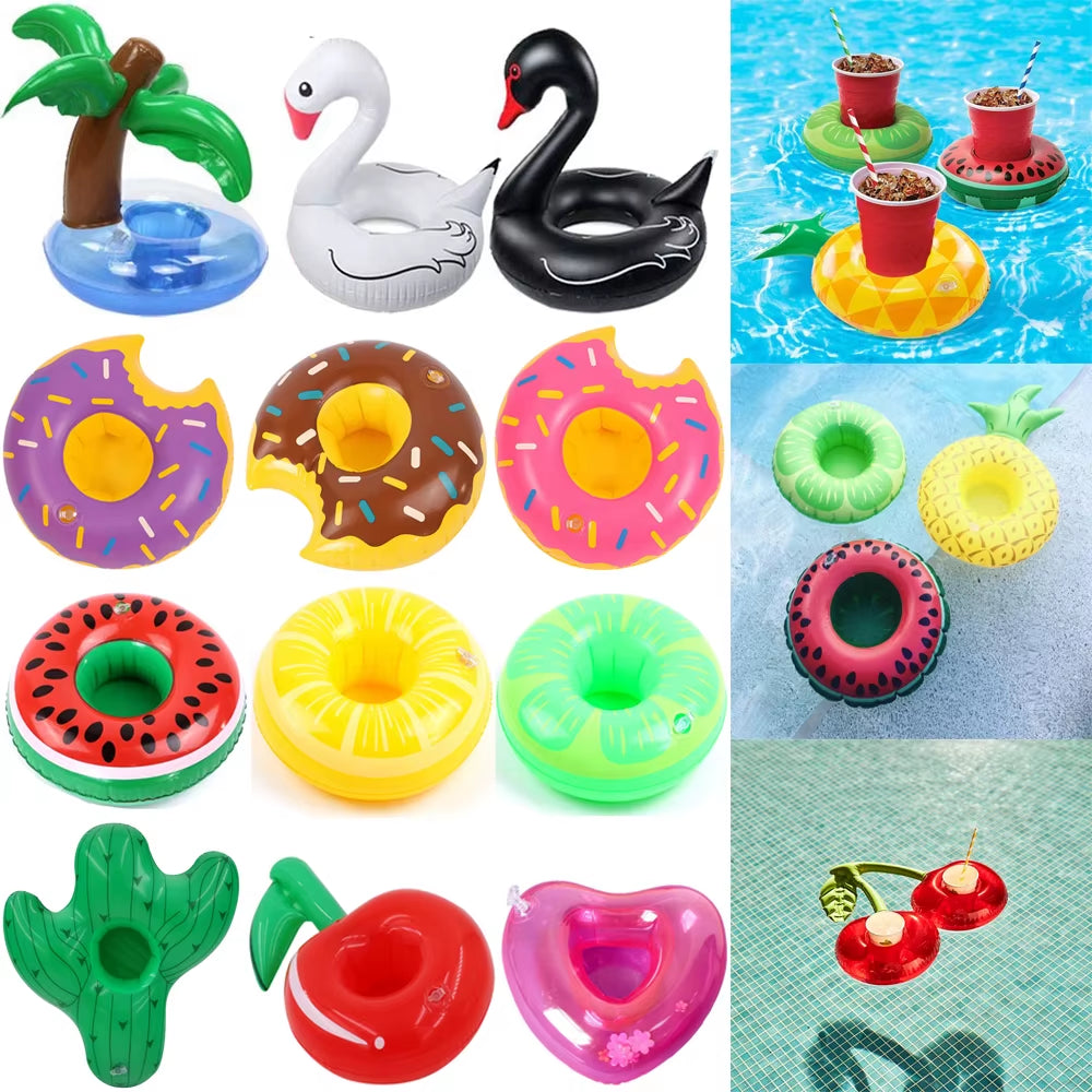 1PC Inflatable Float Cup Pad Swimming Pool Drink Cup Stand Holder Cute Drink Pool Mat for Kids Toy Summer Pool Party Decorations