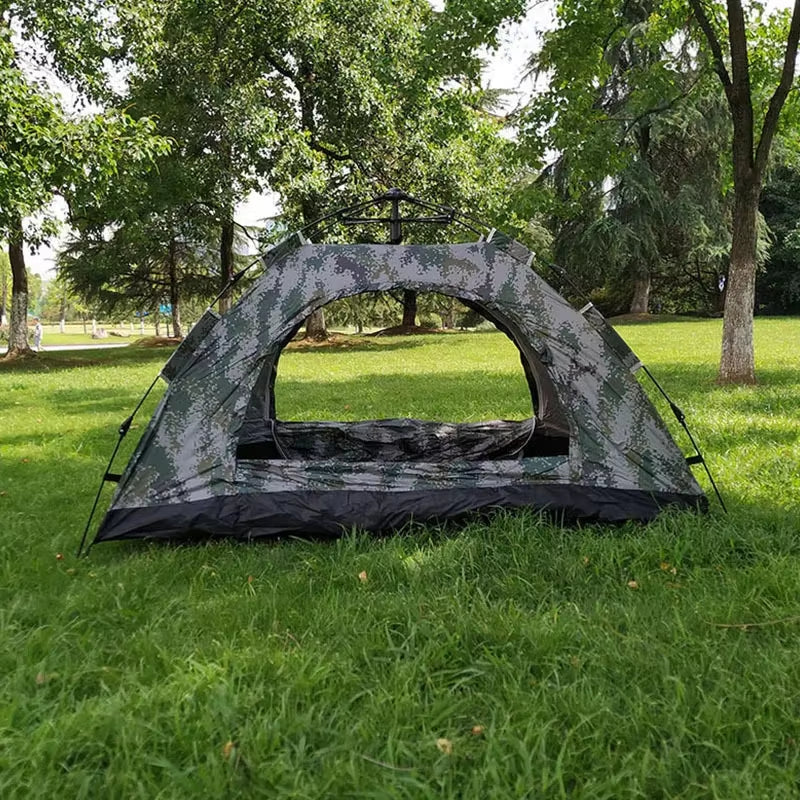 Outdoor Single Occupancy Camouflage Camping Tent - Automatic Quick Open Design with Dual Rain and Mosquito Protection for Winter Use