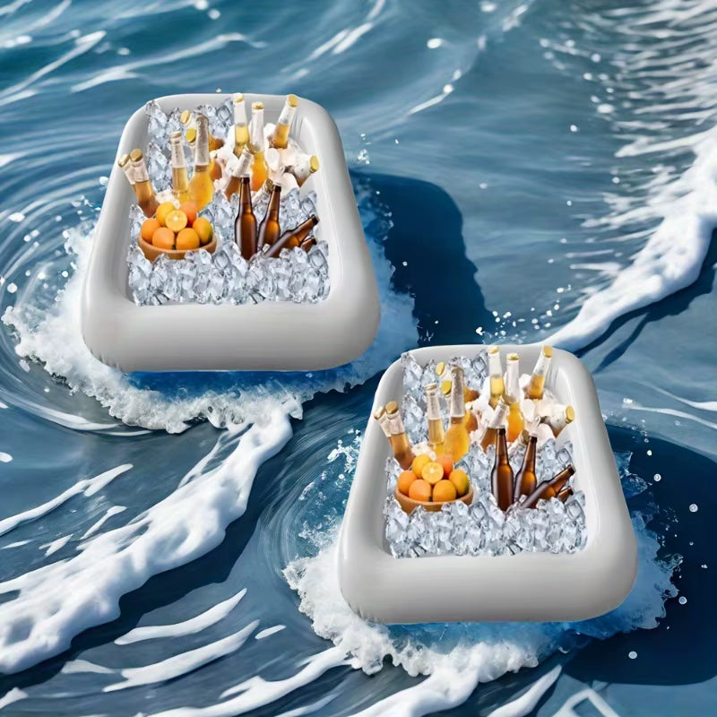 1Pcs Square Inflatable PVC Ice Bar Portable Pool Party Drink Tray Outdoor Beer Cup Holder Cooler Bucket with Ice Plate