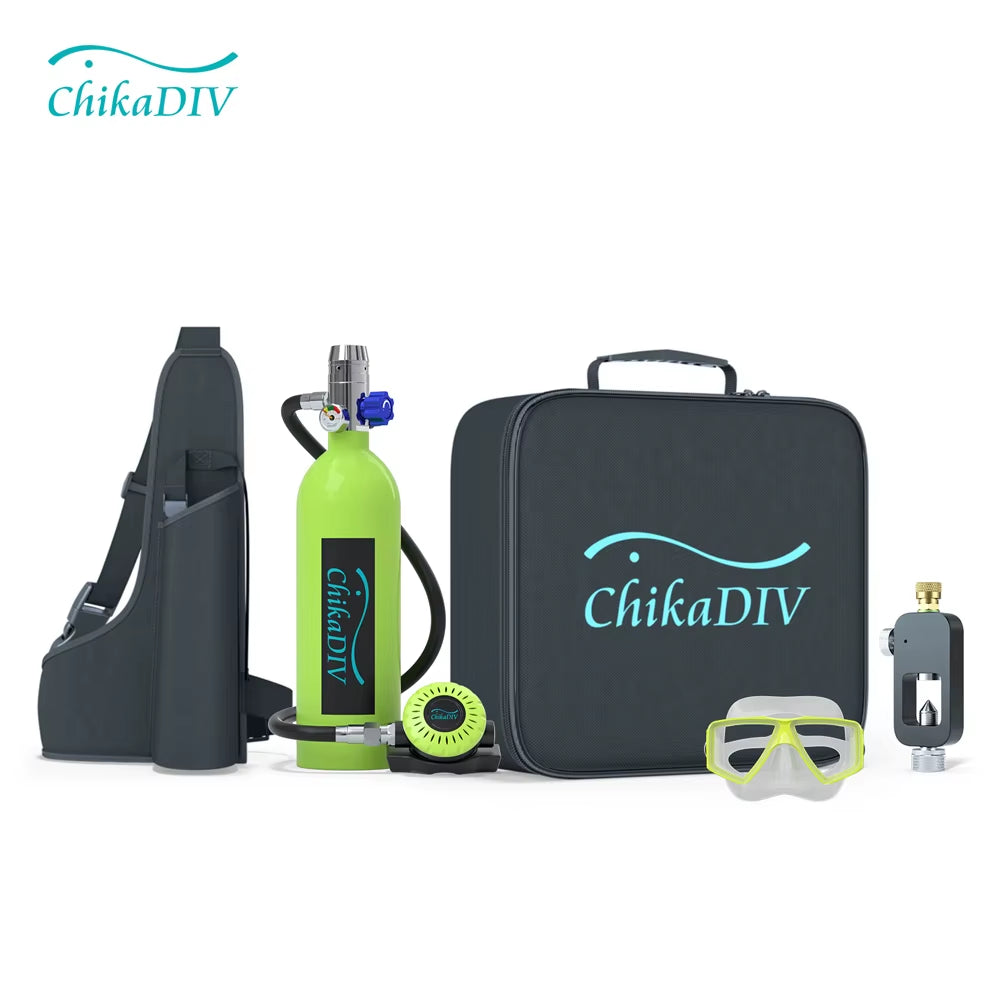 C400 Mini Scuba Tank Oxygen Cylinder Refillable 1L Capacity Diving Gear Diver Portable Diving Snorkeling Equipment