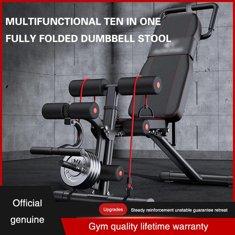 Dumbbell Bench Recumbent Bench Home Fitness Chair Deadlift Aid Men'S Barbell Flying Bird Folding Multifunctional Bench