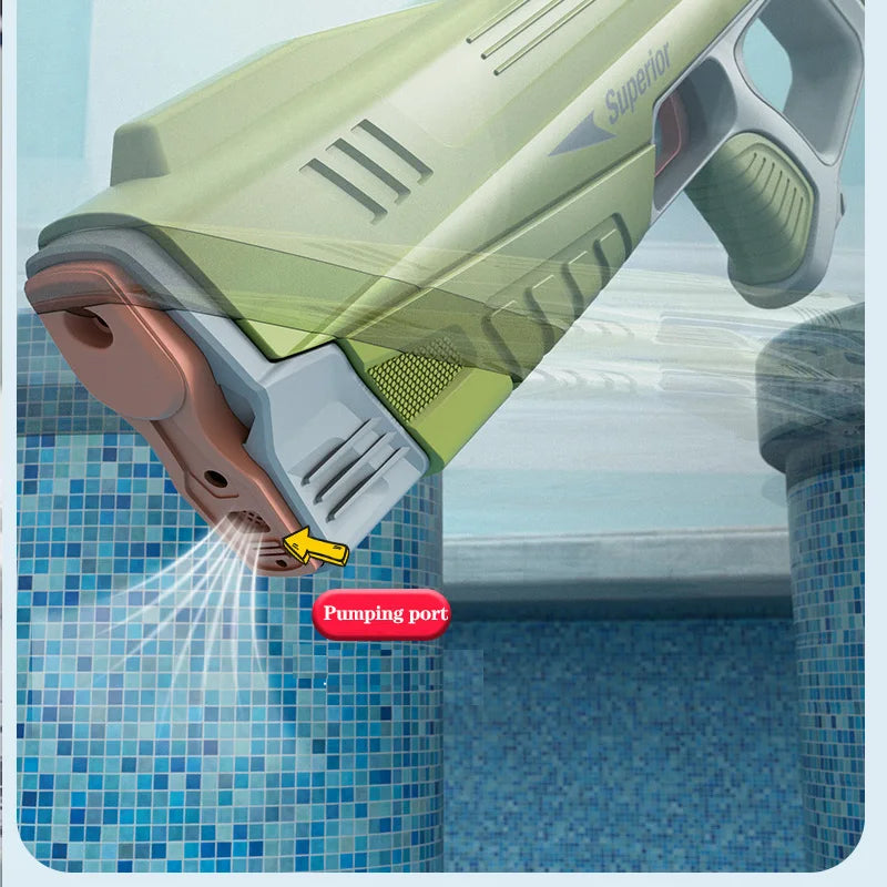 43Cm Full Electric Automatic Water Storage Gun Toys Portable Children Summer Beach Outdoor Fight Fantasy Toys for Boys Kids Game