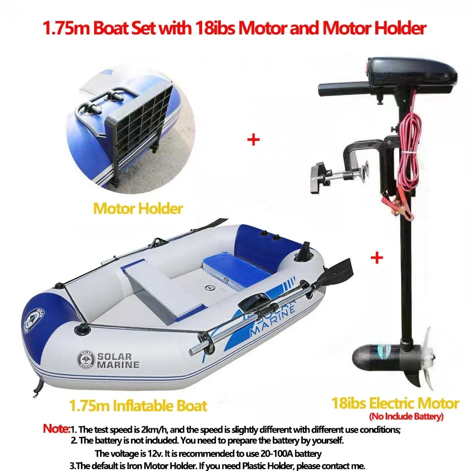 1.75~3.3M Inflatable Boat with Electric Motor Set for Fishing Drift Canoeing 1~5 Persons River Water Play Sports Air Deck Boat