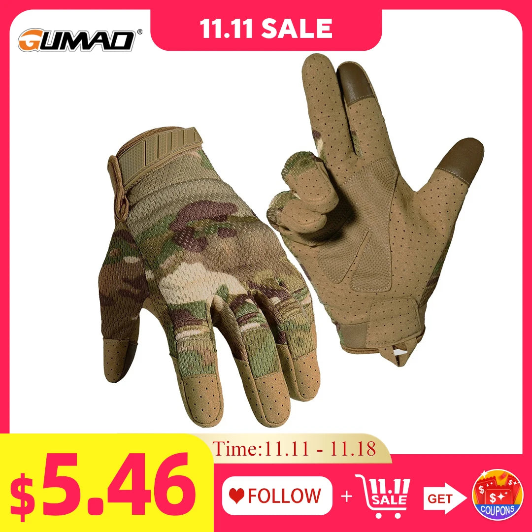 Camo Touch Screen Tactical Gloves Outdoor Hunting Shooting Sports Cycling Combat Airsoft Hiking Camping Bike Non-Slip Equipment