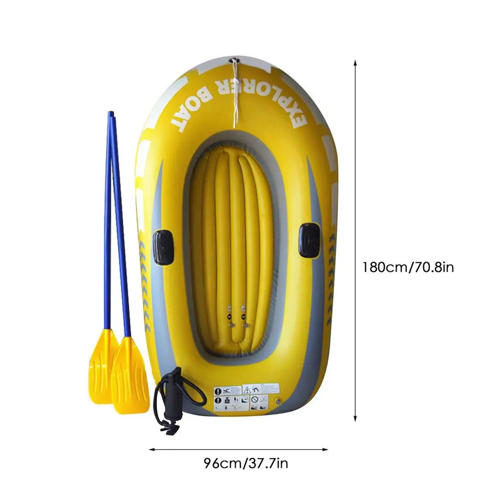 Inflatable Boat 2 People PVC Canoe Kayak Rubber Dinghy Thicken Foldable Drifting Fishing Boat Raft with Air Pump and Paddles