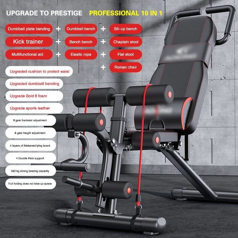 Dumbbell Bench Recumbent Bench Home Fitness Chair Deadlift Aid Men'S Barbell Flying Bird Folding Multifunctional Bench
