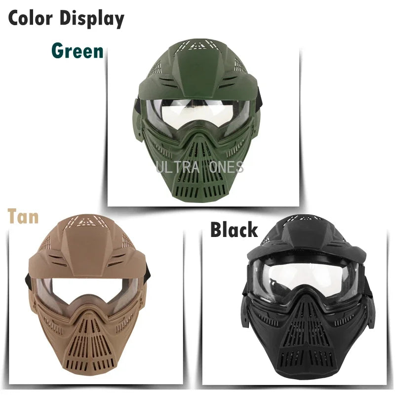 Tactical Mask with Lens Shooting Paintball Training Cs Wargame Full Face Mask Protection Airsoft Combat Masks Goggles Set