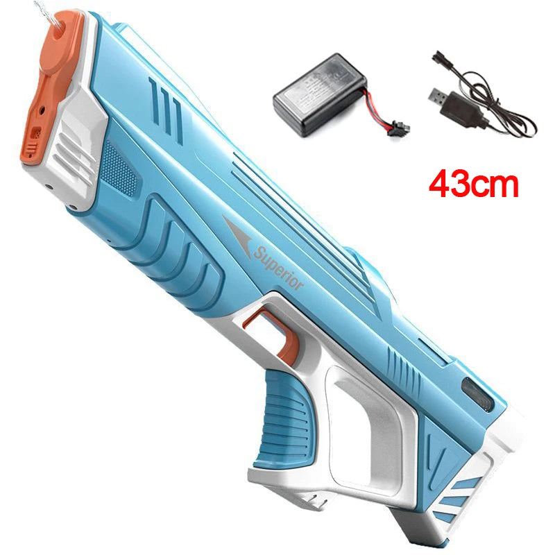 43Cm Full Electric Automatic Water Storage Gun Toys Portable Children Summer Beach Outdoor Fight Fantasy Toys for Boys Kids Game