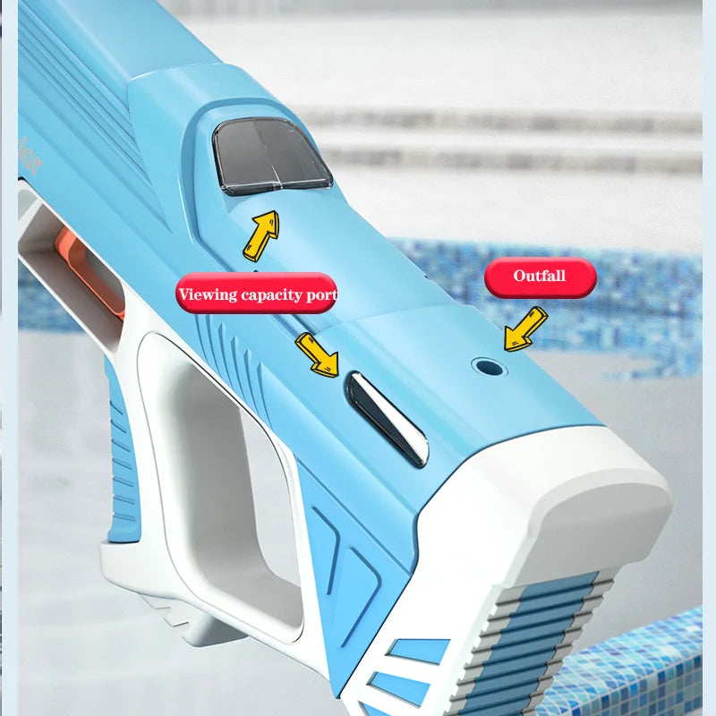 43Cm Full Electric Automatic Water Storage Gun Toys Portable Children Summer Beach Outdoor Fight Fantasy Toys for Boys Kids Game