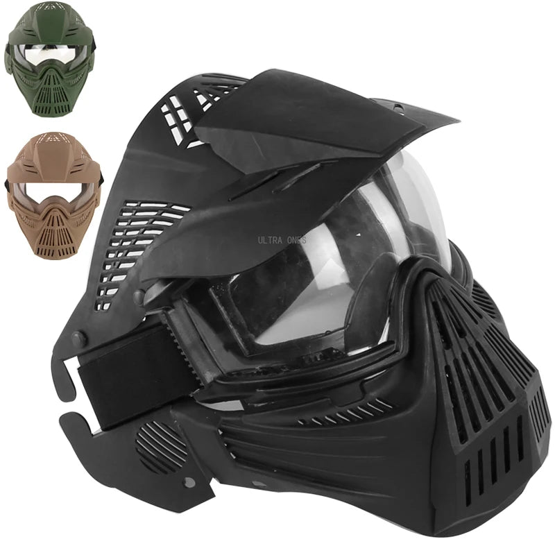 Tactical Mask with Lens Shooting Paintball Training Cs Wargame Full Face Mask Protection Airsoft Combat Masks Goggles Set