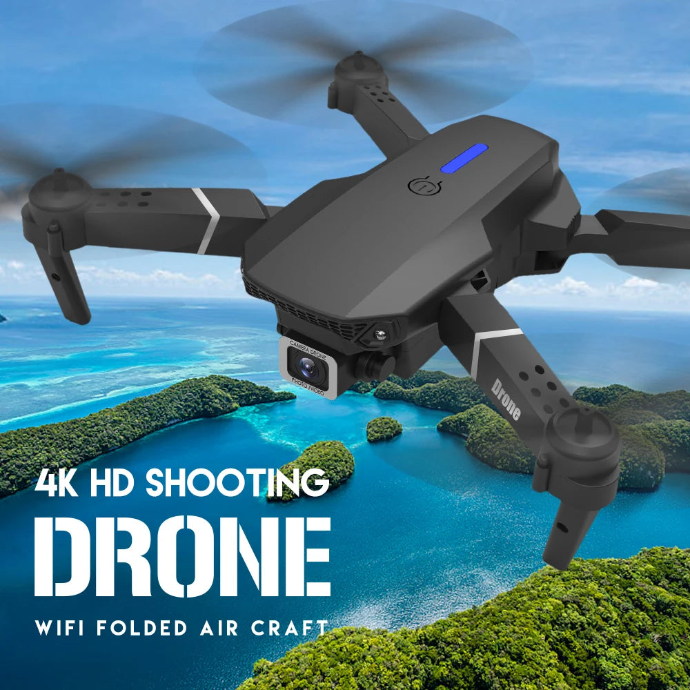 2024 E88Pro RC Drone 4K Professinal with 1080P Wide Angle HD Camera Foldable Helicopter WIFI FPV Height Hold Gift Toy
