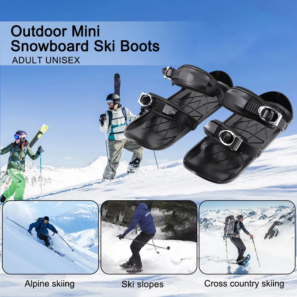 Winter Mini Short Ski Skates Snowboard Boots Skiboards Adjuatable Short Snow Skateboard Outdoor Sports Classic Beginner Sleds