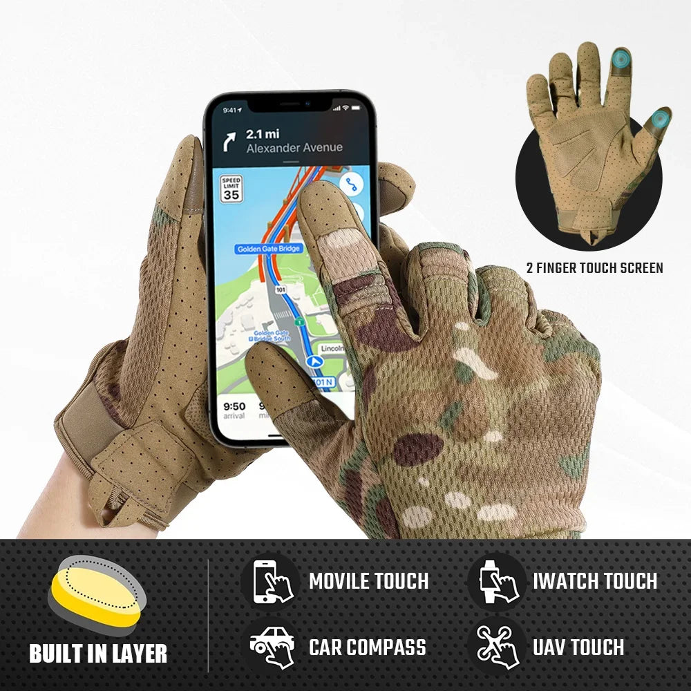 Camo Touch Screen Tactical Gloves Outdoor Hunting Shooting Sports Cycling Combat Airsoft Hiking Camping Bike Non-Slip Equipment