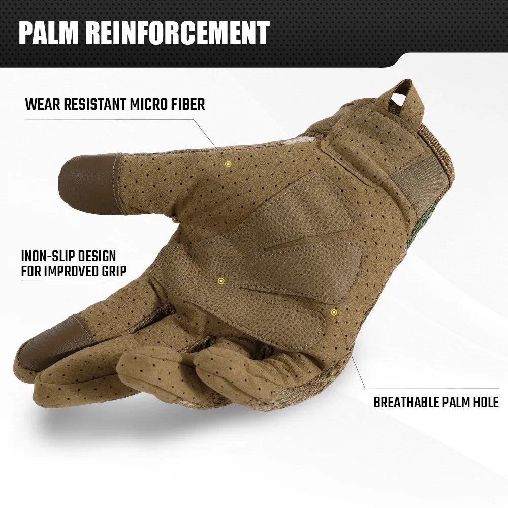 Camo Touch Screen Tactical Gloves Outdoor Hunting Shooting Sports Cycling Combat Airsoft Hiking Camping Bike Non-Slip Equipment