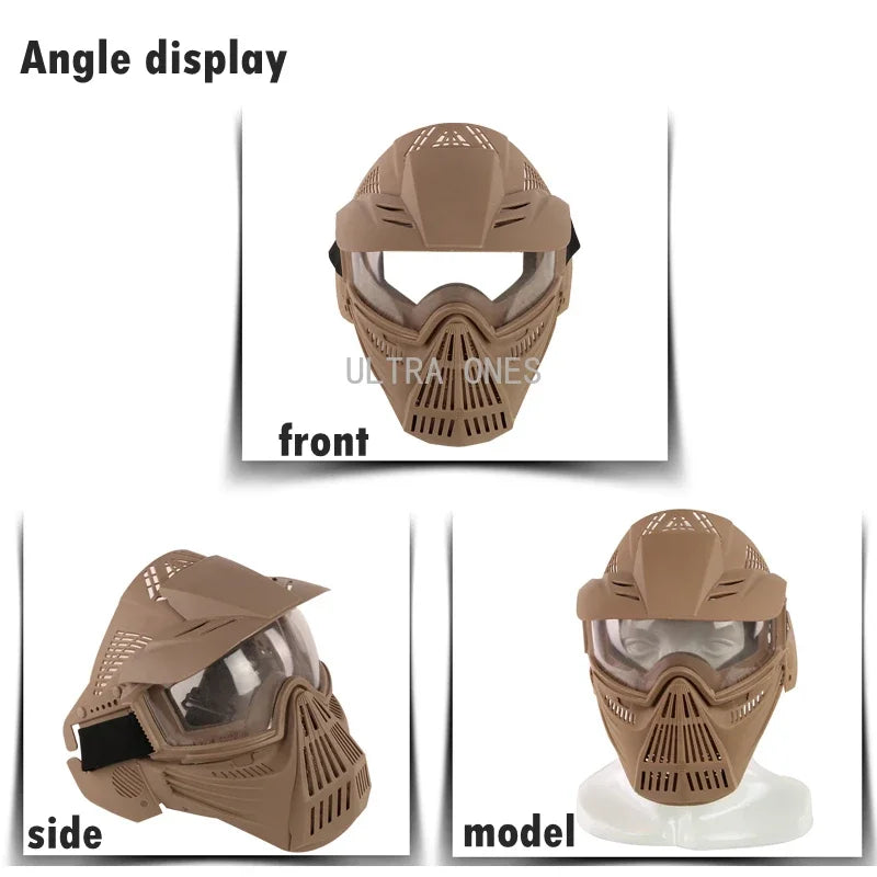 Tactical Mask with Lens Shooting Paintball Training Cs Wargame Full Face Mask Protection Airsoft Combat Masks Goggles Set