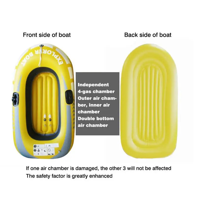 Inflatable Boat 2 People PVC Canoe Kayak Rubber Dinghy Thicken Foldable Drifting Fishing Boat Raft with Air Pump and Paddles