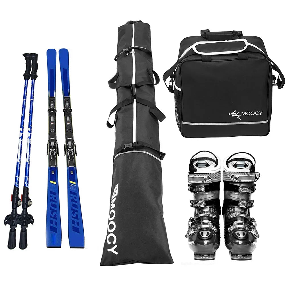 2 Pcs Ski Set Waterproof Ski Duffle Bag & Boot Tote Set Padded Snowboard and Boot Storage Bag for Travel Fit Skis up to 200 Cm