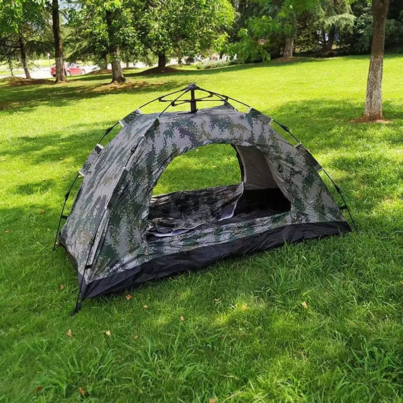 Outdoor Single Occupancy Camouflage Camping Tent - Automatic Quick Open Design with Dual Rain and Mosquito Protection for Winter Use
