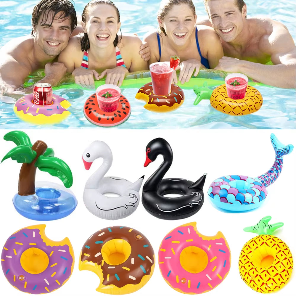 1PC Inflatable Float Cup Pad Swimming Pool Drink Cup Stand Holder Cute Drink Pool Mat for Kids Toy Summer Pool Party Decorations