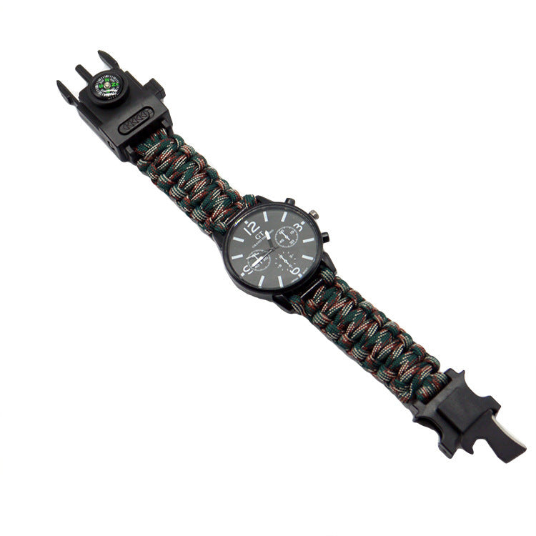 Abenteuertaugliche Survival-Uhr mit LED und Paracord