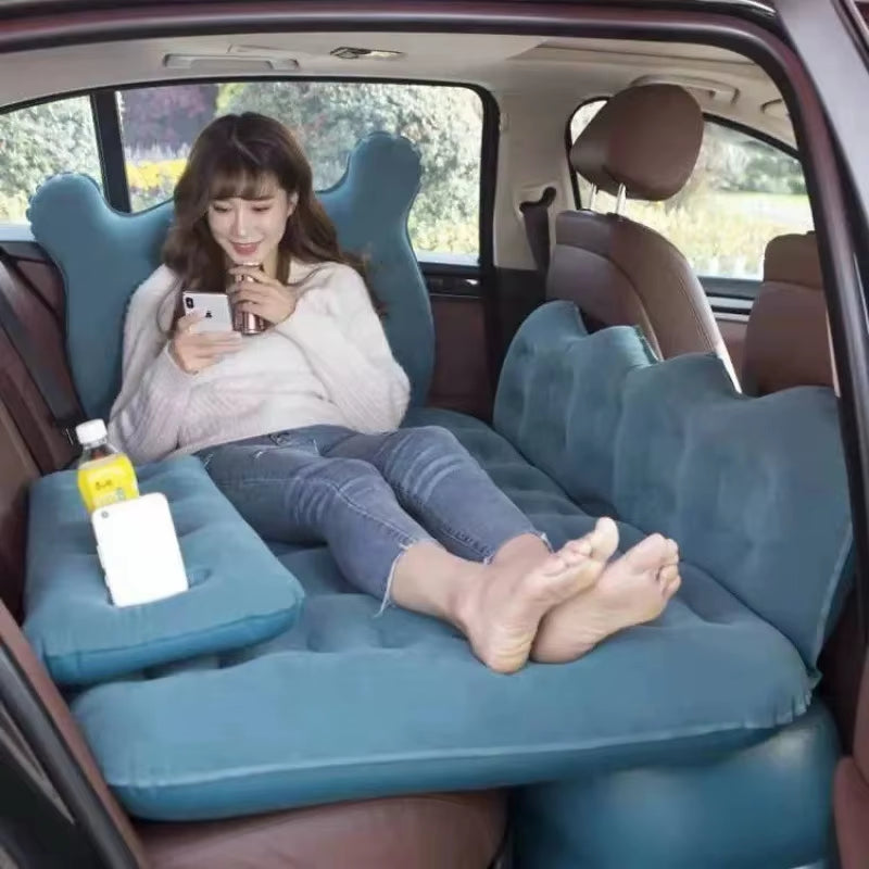 Car Inflatable Travel Bed for SUV Rear Seats - Air Cushion Mattress for Road Trips