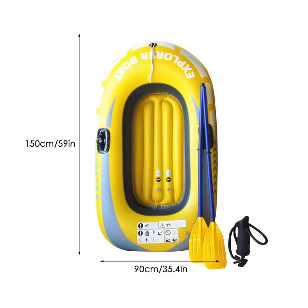 Inflatable Boat 2 People PVC Canoe Kayak Rubber Dinghy Thicken Foldable Drifting Fishing Boat Raft with Air Pump and Paddles