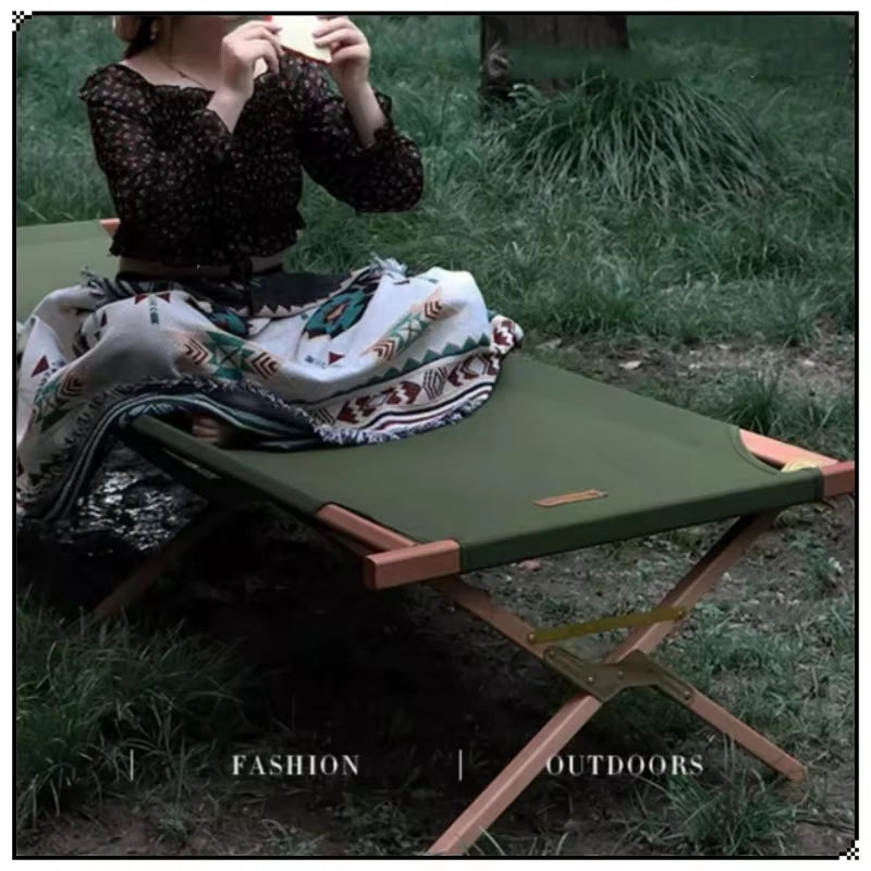Portable Double Camping Cot Chair - Lightweight Aluminum Alloy Folding Bed for Outdoor Use