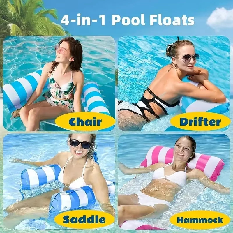 Float Your Worries Away: 1PC Inflatable Float Hammock for Adults – The Ultimate Poolside Lounging Experience This Summer!