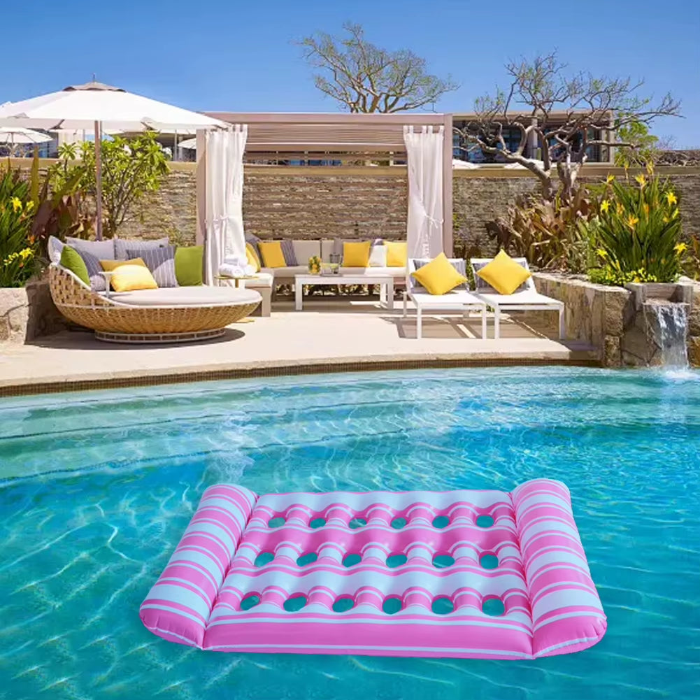 Inflatable PVC Water Sleeping Bed - Foldable Floating Lounger and Air Mattress for Swimming Pools and Outdoor Use