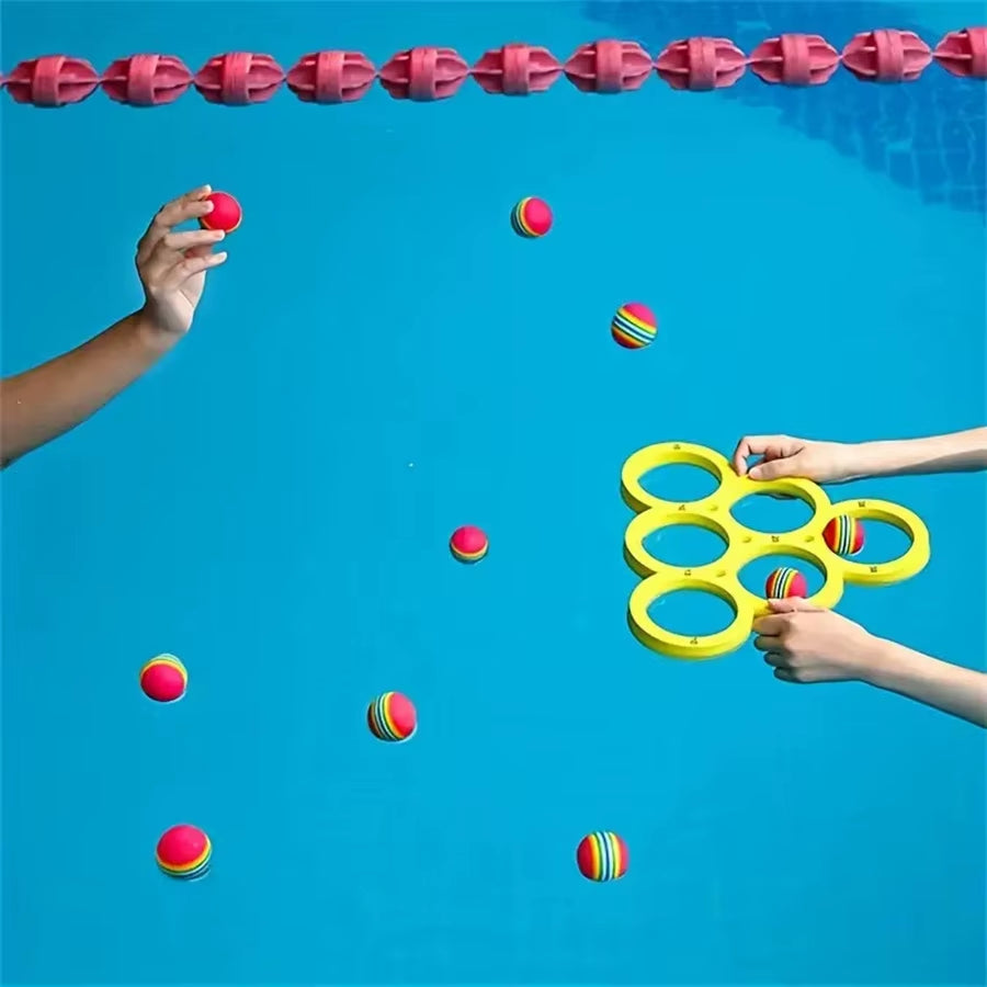 Floating Table with 10 Balls and Floating Toy Ring – EVA Throwing Game for Water Sports