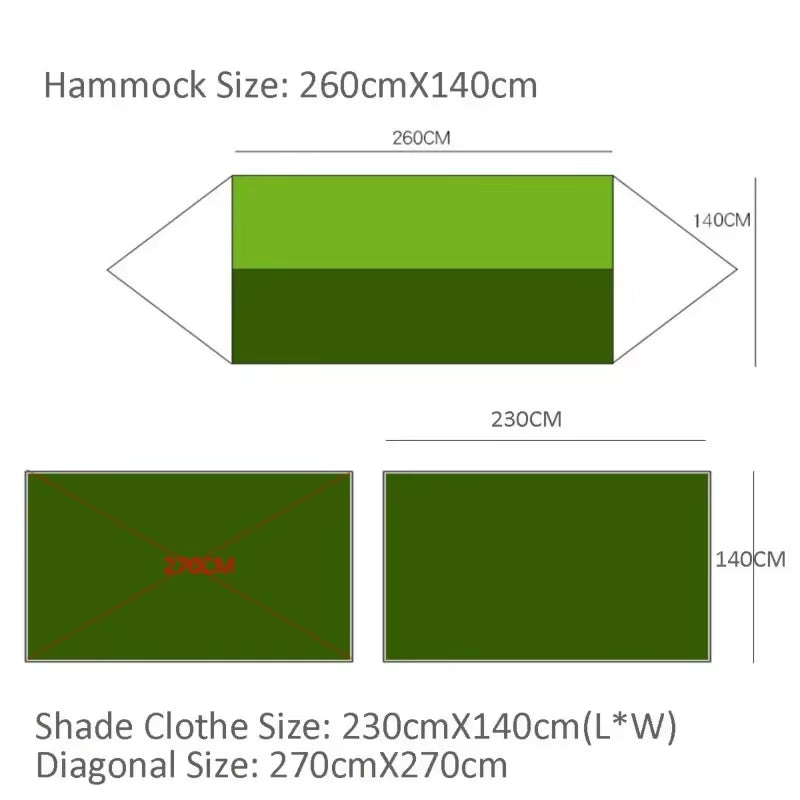 Premium Lightweight Portable Camping Hammock with Waterproof Tent Awning Rain Fly Tarp and Mosquito Net Canopy, Made from Durable 210T Nylon