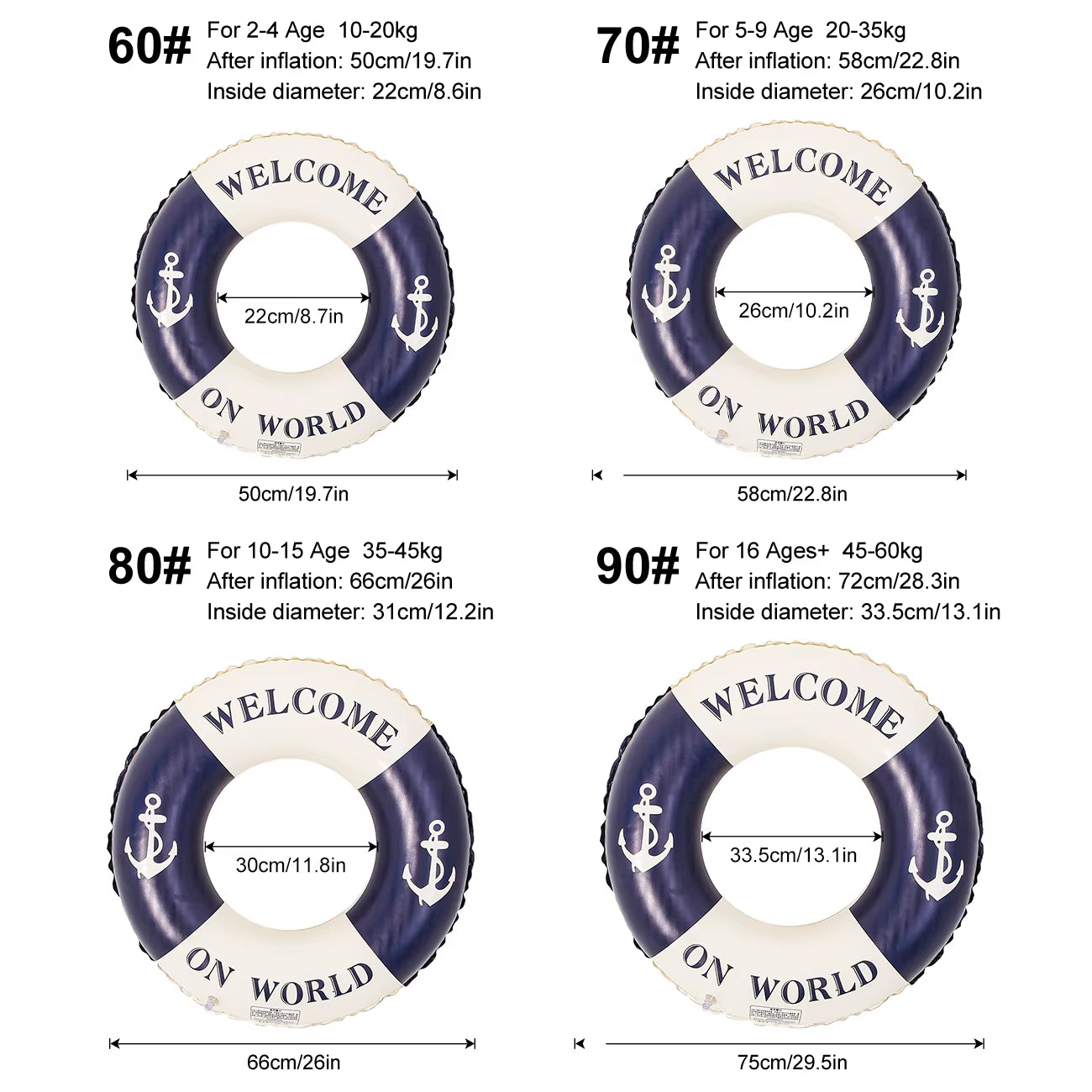 Retro Boat Anchor Women's Swimming Ring - Inflatable Lifebuoy for Adults, Floating Pool Raft with Handrail for Leisure Beach Use